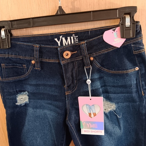YMI Girl (8) Girls Distressed Midi Short - Picture 2 of 3